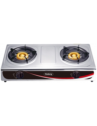 Изображение Double gas hob Rosberg R51454AD, 30 mbar, Stainless steel, Cast iron  burners