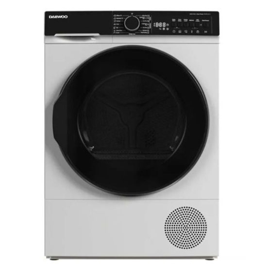 Изображение Dryer, 9 kg, A+++, Daewoo DDR XV9A/C. Condenser type with heat pump. Maximum load 9 kg. Display