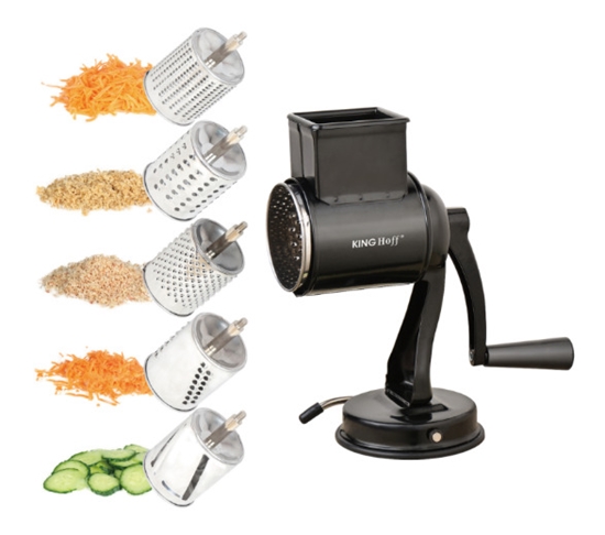 Изображение Drum grater, 5 replaceable cartridges, black, KINGHoff, KH 1951