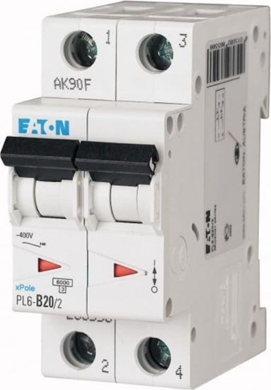 Изображение Eaton Wycznik nadprdowy 2P D 20A 6kA AC PL6-D20/2 286580