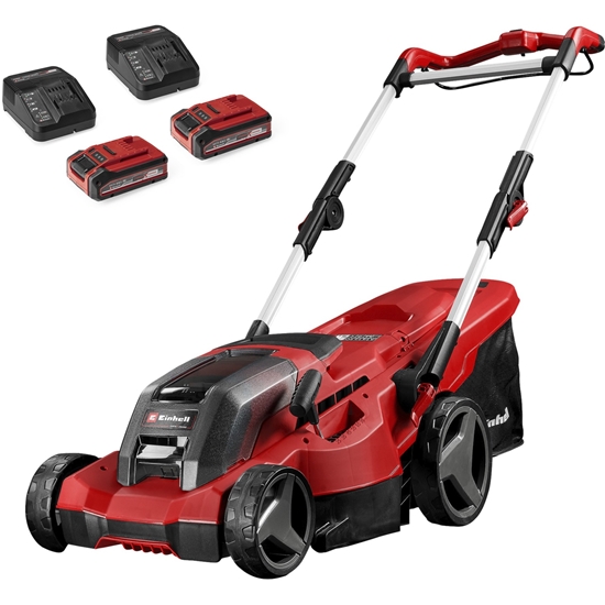 Picture of Einhell Cordless Lawn Mower Set GE-CM 36/37 Li  36 Volt (2x18 V) (red/black  2x Li-Ion Plus batteries 4.0 Ah)