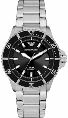 Изображение Emporio Armani Solar Diver Style Watch AR11787 Silver Black 42mm
