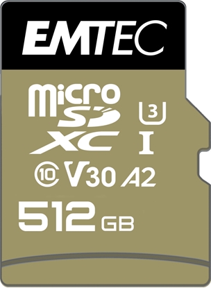 Attēls no Emtec MicroSDXC 512GB UHS-I U3 V30 SpeedIN Pro
