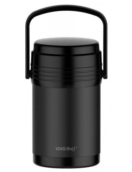 Изображение Food thermos, steel, black 1,5l Kinghoff.
