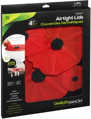 Attēls no galeria plakatu Charles Viancin Poppy Set 4 Silicone Lids 28/23/15/10cm