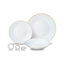 Изображение Glass plates, set of 18 (dinner, dessert, soup), opal, white with gold decoration, KINGHoff, KH 1876