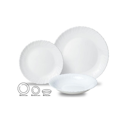 Picture of Glass plates, set of 18 (dinner, dessert, soup), opal, white, KINGHoff, KH 1875