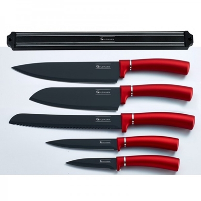 Изображение Goldmann, 9999GM5259, Knife Set, 5 pcs with Magnetic Bar, Non-Stick Coating, Box