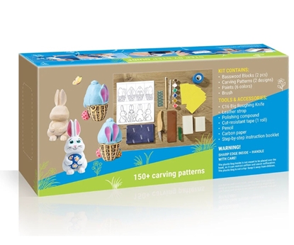 Picture of Grebšanas komplekts BeaverCraft DIY Hoppy Bunnies; 11 gab.; kokgriešanai iesācējiem