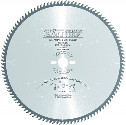 Attēls no Griešanas disks kokam CMT 281; 350x3,5x30; Z108; 10°
