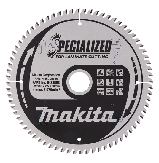 Picture of Griešanas disks kokam Makita B-33853; TCT; 216x30 mm; Z72; 5°