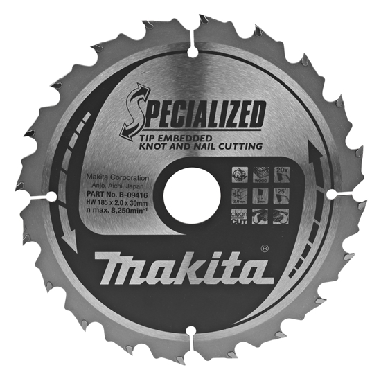 Picture of Griešanas disks kokam Makita Specialized; 185x2x30 mm; Z20; 25°