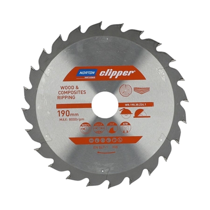 Attēls no Griešanas disks kokam Norton 70184608052; 190x30 mm; Z24