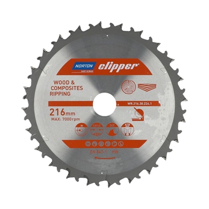 Attēls no Griešanas disks kokam Norton 70184608056; 216 mm; 30 mm; Z24
