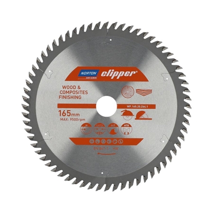 Attēls no Griešanas disks kokam Norton 70184608091; 165 mm; 20 mm; Z64