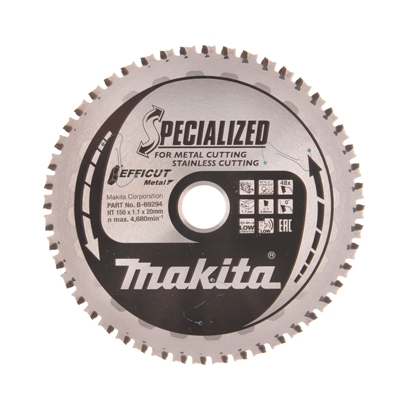 Attēls no Griešanas disks metālam Makita Efficut Metal; 150x1,1x20 mm; Z48; 0°