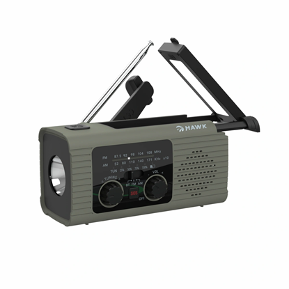 Attēls no Hawk HWRDI410GN Radio Solar Dynamo With Flashlight