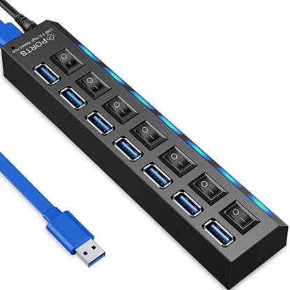 Picture of HUB rozdzielacz USB-A 3.0 z wcznikami podwietlaniem 7 portów RETOO