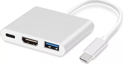Picture of HUB USB iLike HD1 3in1 USB-C to HDMI 4K/ USB 3.0/ USB-C Female Adapter Silver