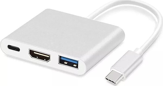 Picture of HUB USB iLike HD1 3in1 USB-C to HDMI 4K/ USB 3.0/ USB-C Female Adapter Silver