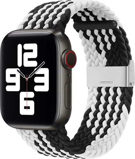 Picture of Hurtel Strap Fabric opaska do Watch 6 / 5 / 4 / 3 / 2 (44mm / 42mm) pleciony materiaowy pasek bransoletka do zegarka czarno-biay