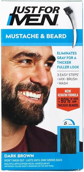 Picture of Just For Men Moustache & Beard Color M45 Dark Brown Black