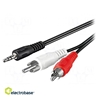 Picture of Kabelis | Jack 3,5 mm 3 kontaktu spraudnis, RCA spraudnis x2 | 5 m | melns