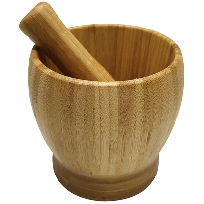 Picture of KING HOFF bamboo canister with pestle 9,8x9cm KH 1616