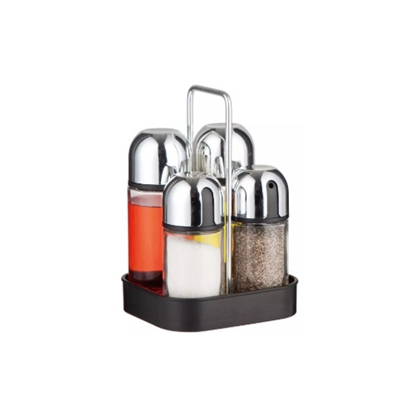 Picture of KingHoff 5-piece glass and steel table spice set, 160ml, KH 1647