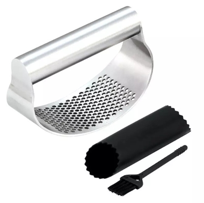 Picture of Kinghoff KH 1632 Garlic press with silicone peeler and cleaning brush