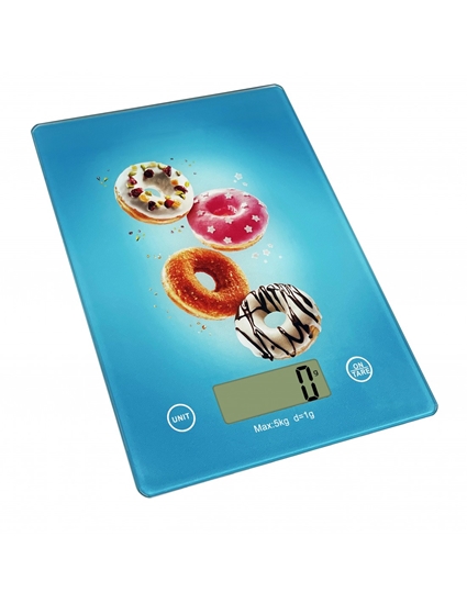 Picture of Kitchen scale Voltz OV51651KD, 5 kg., 2xAAA batteries ,20.0x14.6x1.8mm  LCD screen, Donuts