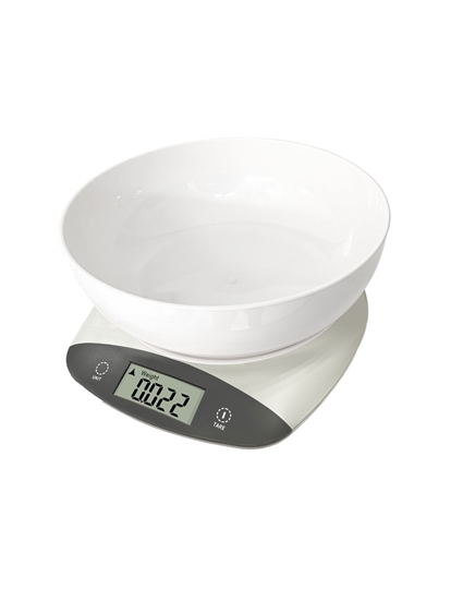 Picture of Kitchen scale with bowl Rosberg R51651Q, 5kg., 2xAAAbatteries, LED  screen