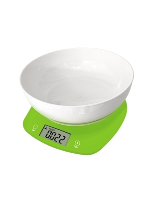 Picture of Kitchen scale with bowl Rosberg R51651Q, 5kg., 2xAAAbatteries, LED  screen, Green