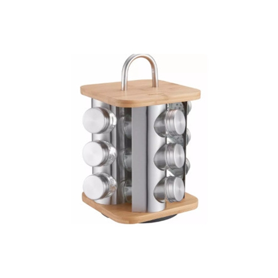 Изображение Klausberg Spice Jar, Steel, Glass, and Bamboo, 13-Piece Set, KB 7554