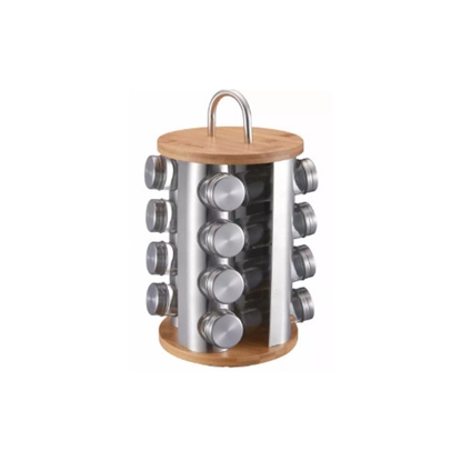 Изображение Klausberg Spice Jar, Steel, Glass, and Bamboo, 17-Piece Set, KB 7553