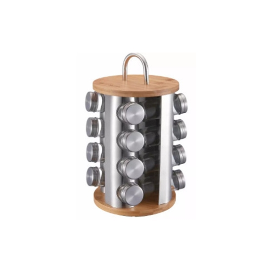 Изображение Klausberg Spice Jar, Steel, Glass, and Bamboo, 17-Piece Set, KB 7553