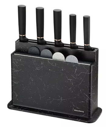 Изображение Knife and cutting board set, marble black and gray color, Klausberg KB 7834