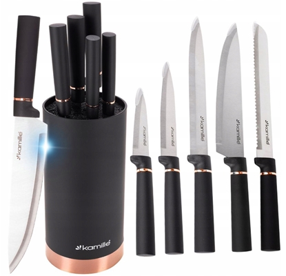 Picture of Knife set with stand, 6 pcs, 7625, Kamille