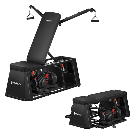 Picture of KOMPLEKTS LM4012 4-IN-1 DAUDZFUNKCIONĀLAIS SOLS + 2x SR52 REGULĒJAMAS hanteles HMS