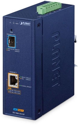 Picture of Konwerter wiatowodowy Planet IP40 Industrial 1-Port 10G/1GBASE-X SFP+ + 1-Port 10G/5G/2.5G/1G/100BASE-T 802.3bt PoE++ Managed Media Converter(95W PoE budget, 802.3bt/Legacy/Force modes, PoE