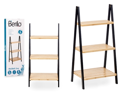 Изображение Ladder rack 3 shelves, bamboo black, 3.5×84×30 cm, 82769, Berilo
