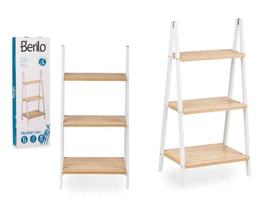 Picture of Ladder rack 3 shelves, bamboo white, 3.5×84×30 cm, 82770, Berilo