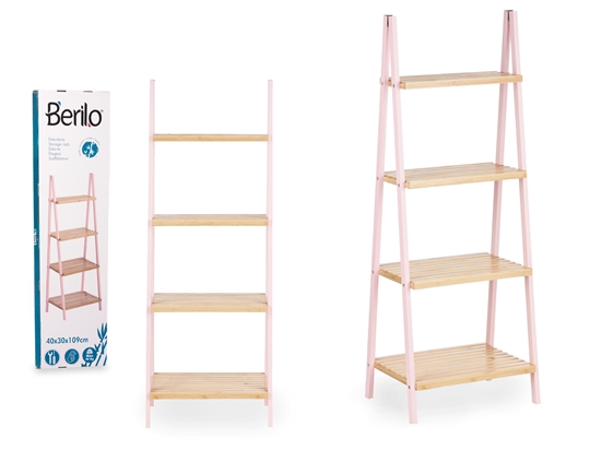 Изображение Ladder rack 4 shelves, bamboo pink, 109.3×40×30 cm, 82768, Berilo