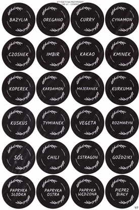 Изображение LearnHow Etykiety na przyprawy czarne 40mm 168szt