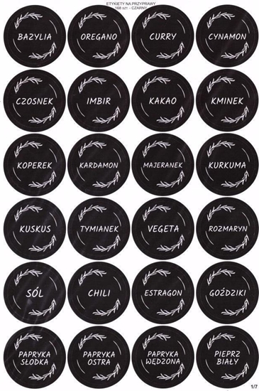 Изображение LearnHow Etykiety na przyprawy czarne 40mm 168szt