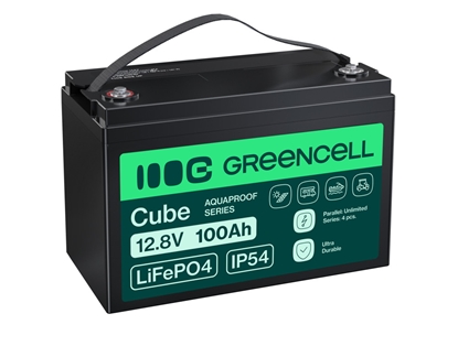 Изображение LiFePO4 100Ah 12.8V 1280Wh Lithium Iron Phosphate Battery for Photovoltaics, Caravan | GreenCell
