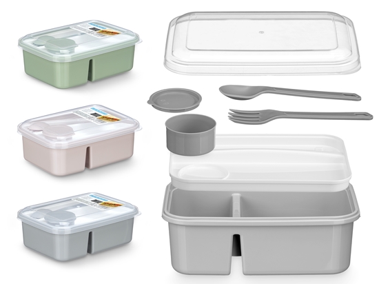 Picture of Lunch box with cutlery separator, 8×20×14.5 cm, 67007, Leknes