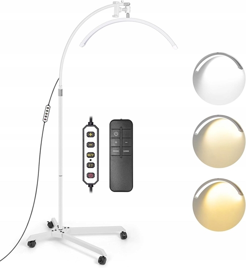 Изображение Lusterko kosmetyczne Michael Marinelli Lampa LED Kosmetyczna Bezcieniowa Moon do Makijau Paznokci Rzs 45W +Pilot / GX585R-PRO Biay