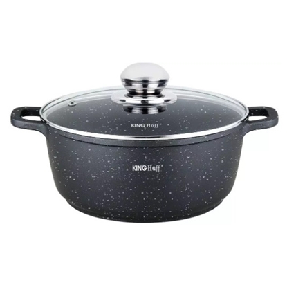 Picture of Marble coated pot with lid Ø26x12 cm, 5.6L black Kinghoff, KH 1596