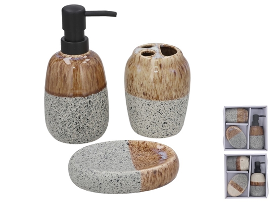 Изображение Merida Ceramic Bathroom Set, Soap Dispenser and Toothbrush Holder, 8.00 x 8.00 x 17.00, BATH&GO